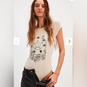 Free People NWOT Desert Darling Bodysuit in white swan -XS